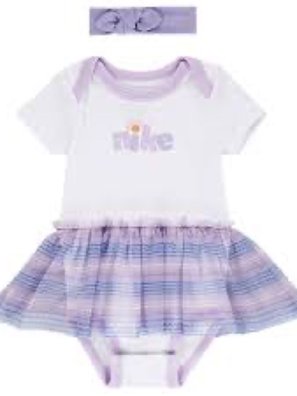 Nike Lavender and Blue Plaid Skirted Baby Bodysuit